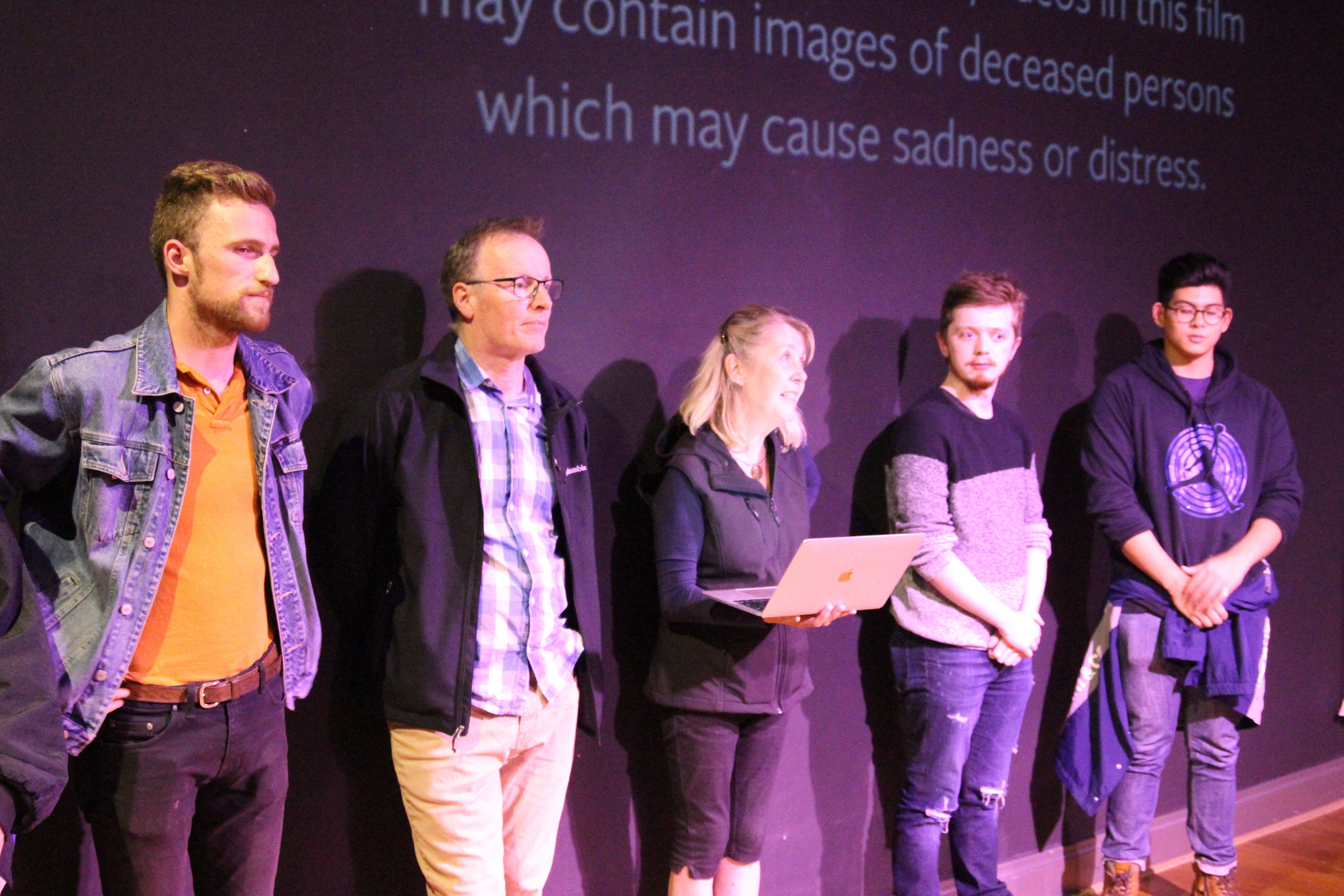 Filmmakers (from left) Alex Owsianka, Andrew Dodd, Lisa Gye, Ben Winnell, Jakeb Fair at Stratford’s Courthouse Theatre. Picture: Benjamin Ansell