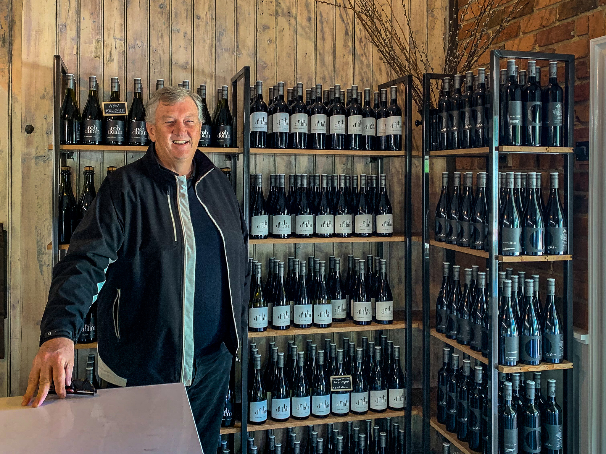 Rob Dolan with his range of wines. Photo: Jack Banister