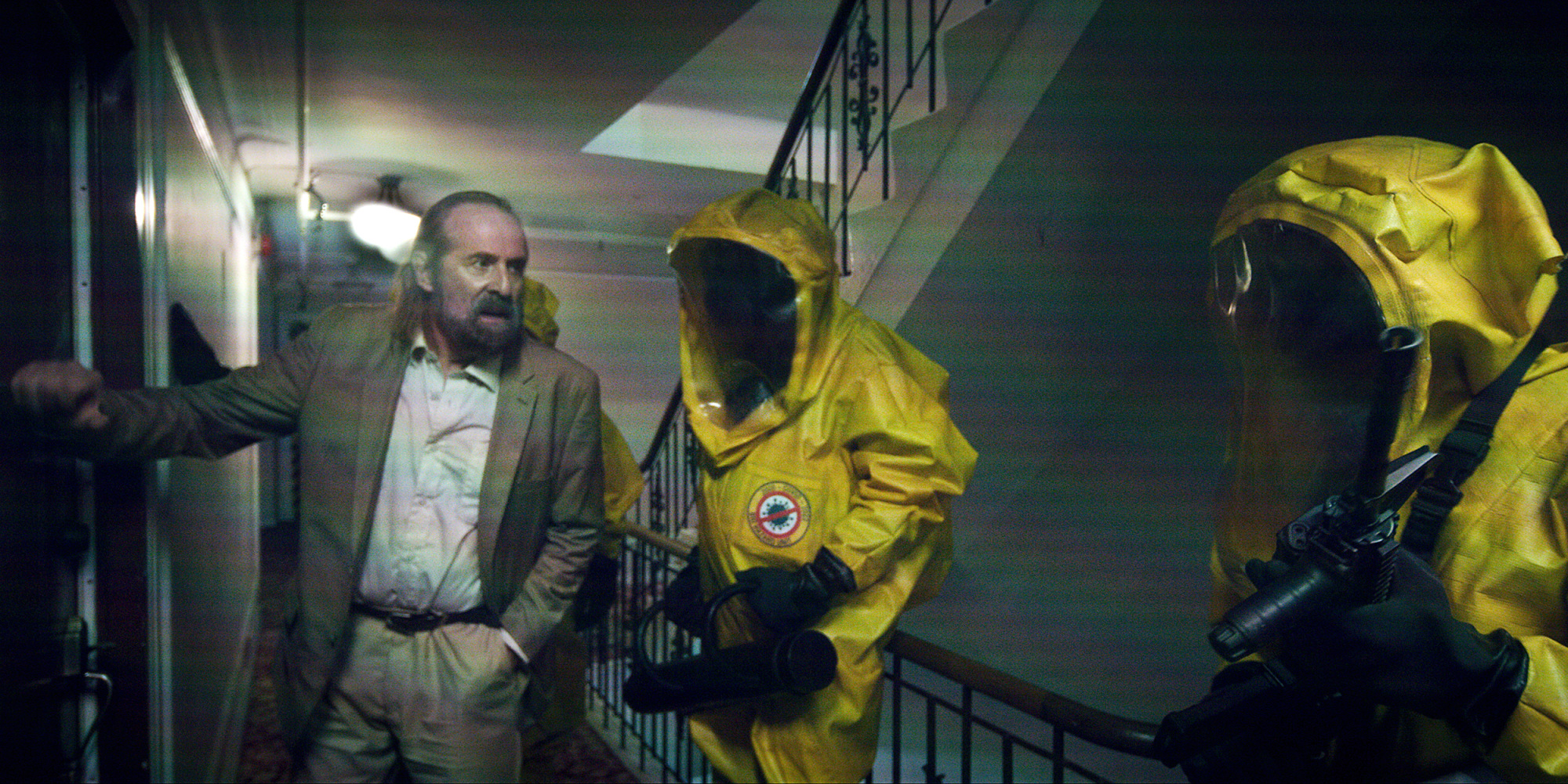 Filmed and set during the COVID-19 pandemic, the 2020 film Songbird imagines the worst case scenario &ndash; a highly mutated &ldquo;COVID-23&rdquo;, quarantine camps, helicopters overhead, and ominous sanitation goons willing to break down your door. Image: STXfilms