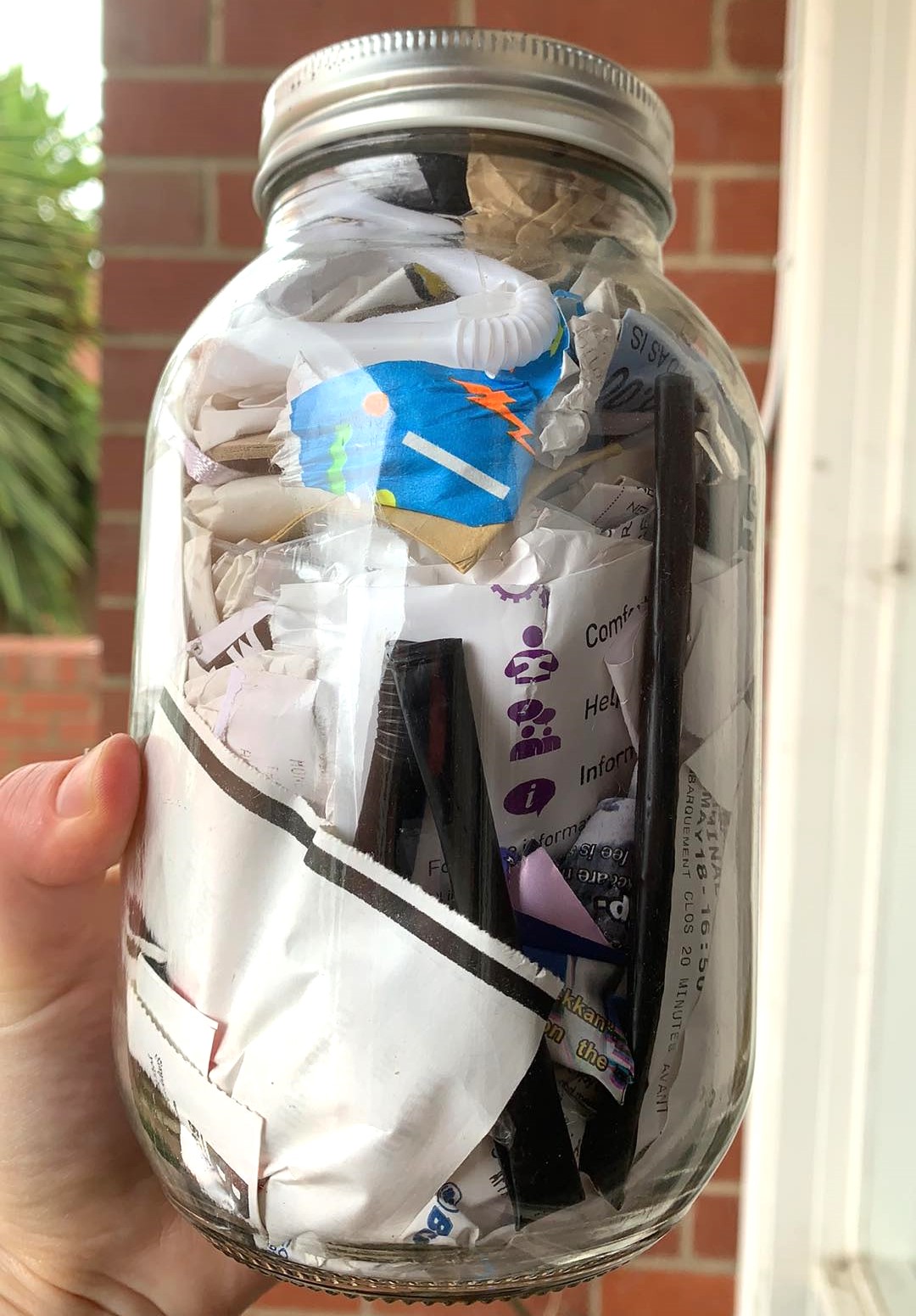 A jar containing 10 months&rsquo; worth of Ruby Bourke&rsquo;s rubbish after she vowed to live as a minimalist. Image supplied: Ruby Bourke
