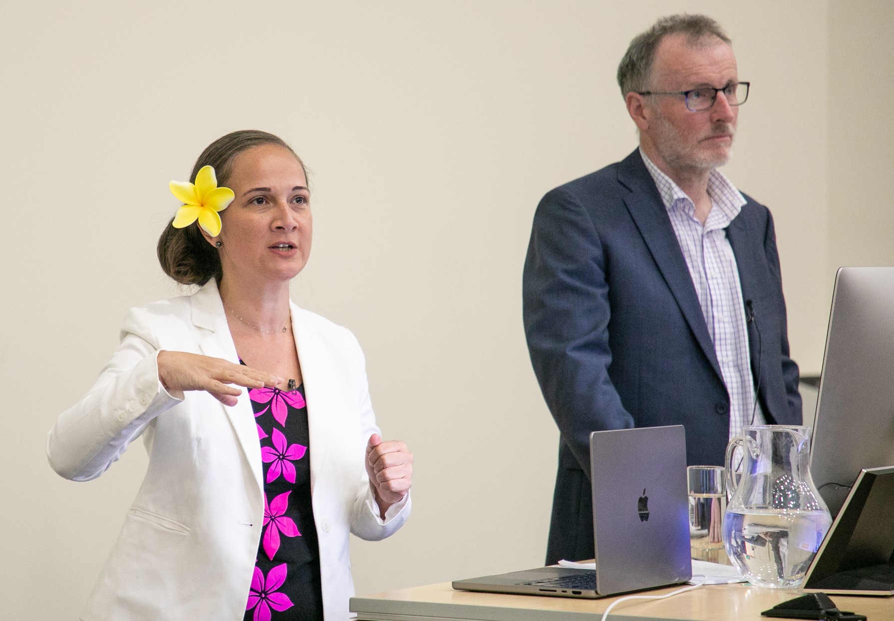 Dr Lagipoiva Cherelle Jackson with Associate Professor Andrew Dodd, Director of the Centre for Advancing Journalism at University of Melbourne. Image credit: Qiyun Liu