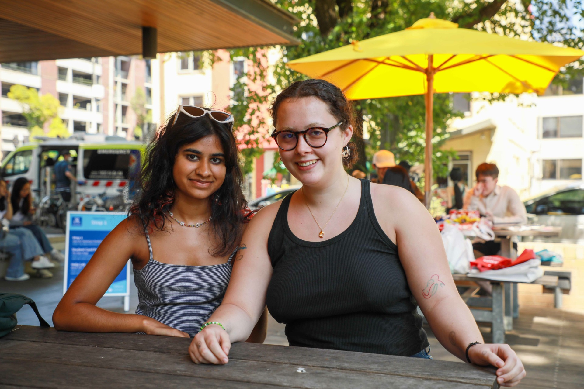 &ldquo;Ninety-nine per cent of houses here were occupied,&rdquo; says Sarah Owens (right), an exchange student from London. Photo: Qiyun Liu.