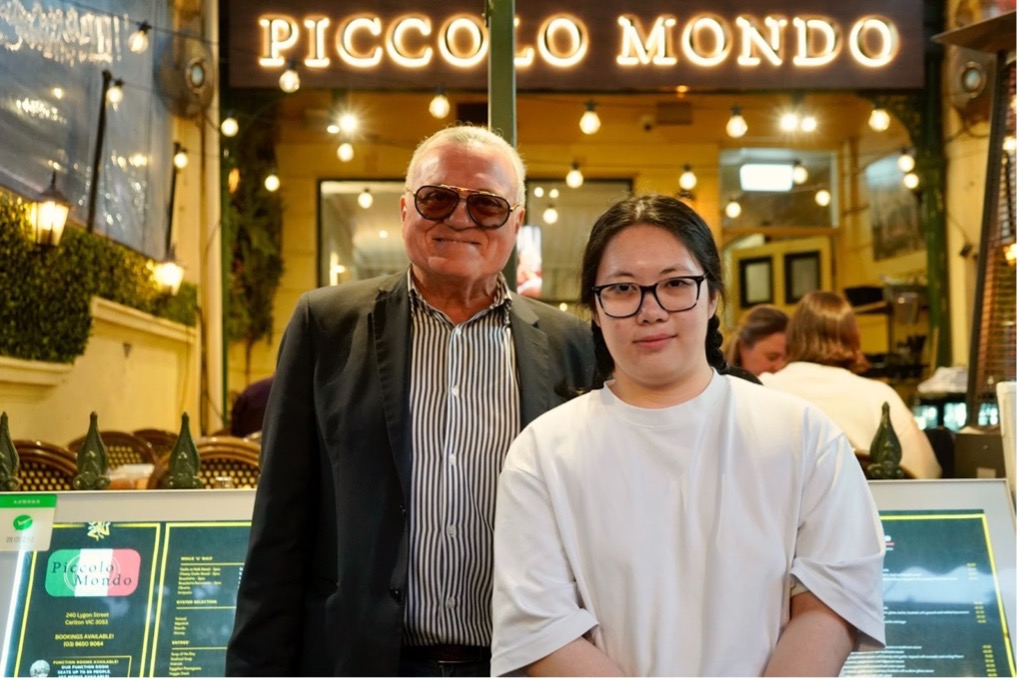Amelia Hsia and Piccolo Mondo&rsquo;s owner. Photo by Jiahui Xu.