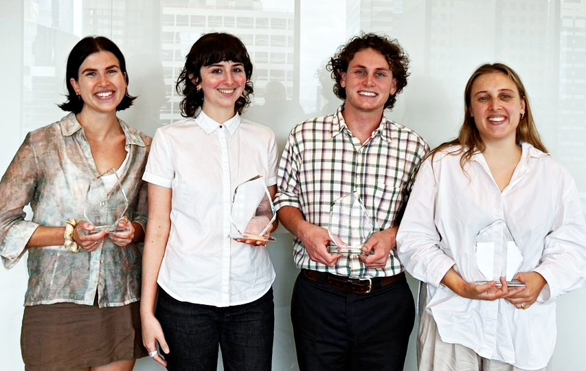 2022 Democracy&rsquo;s Watchdogs award winners with their trophies.
