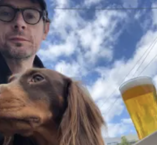 Ciar&aacute;n&rsquo;s selfie with a dogs he walks. Supplied by Ciar&aacute;n Geoghegan.