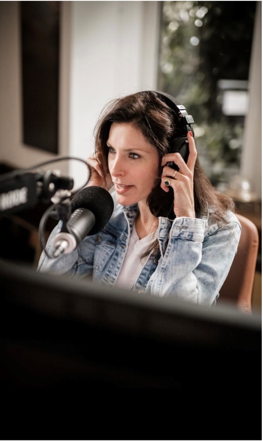 Solenne Niedercorn recording for the <em>Finscale</em> podcast (Photo supplied)