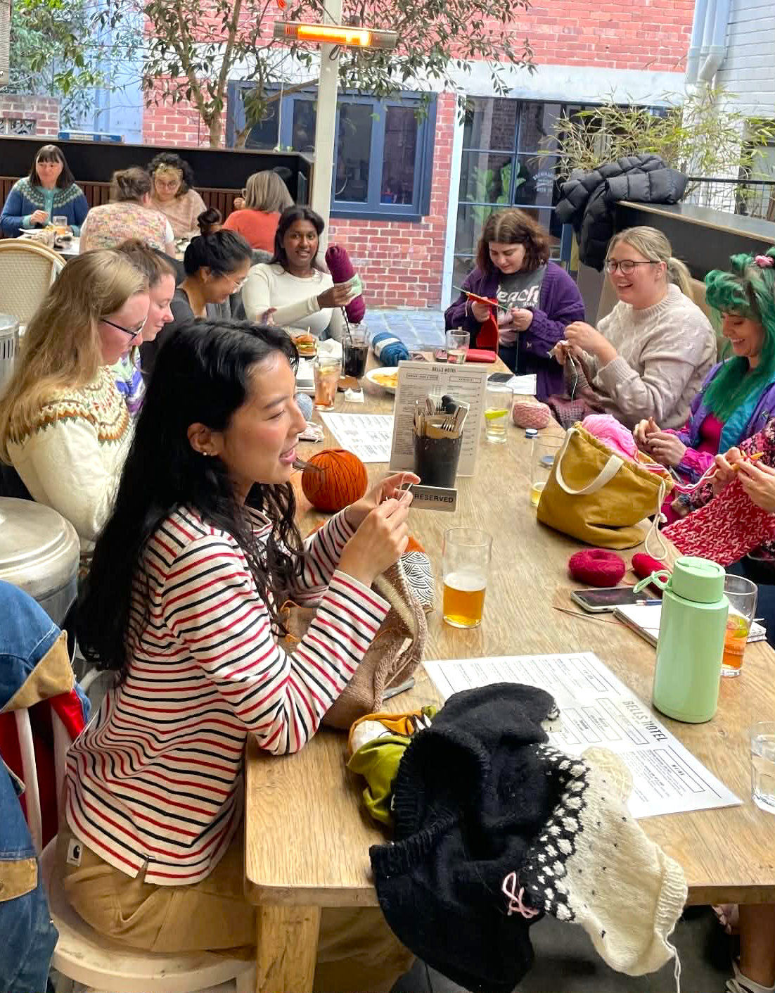 Melbourne Stitch Collective crafters at the Rainbow Hotel, Fitzroy. Photo by Maxine Ford.