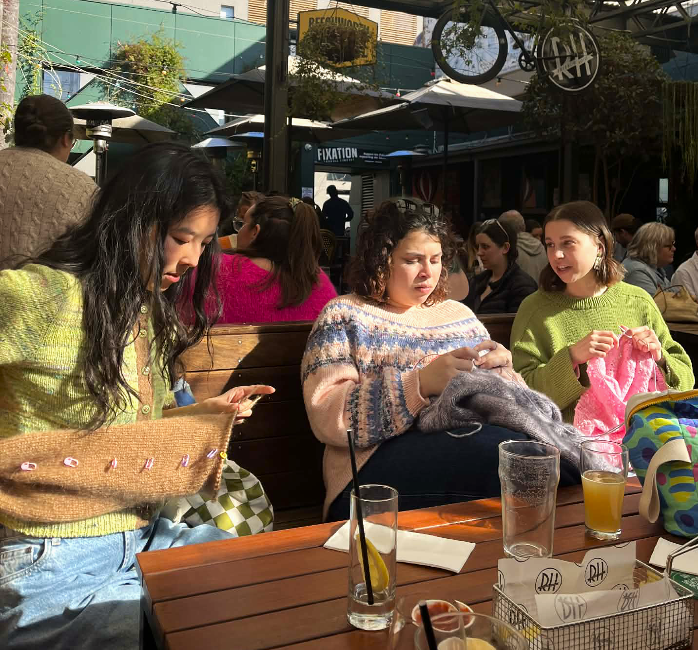Melbourne Stitch Collective crafters at the Rainbow Hotel, Fitzroy. Photo by Maxine Ford.