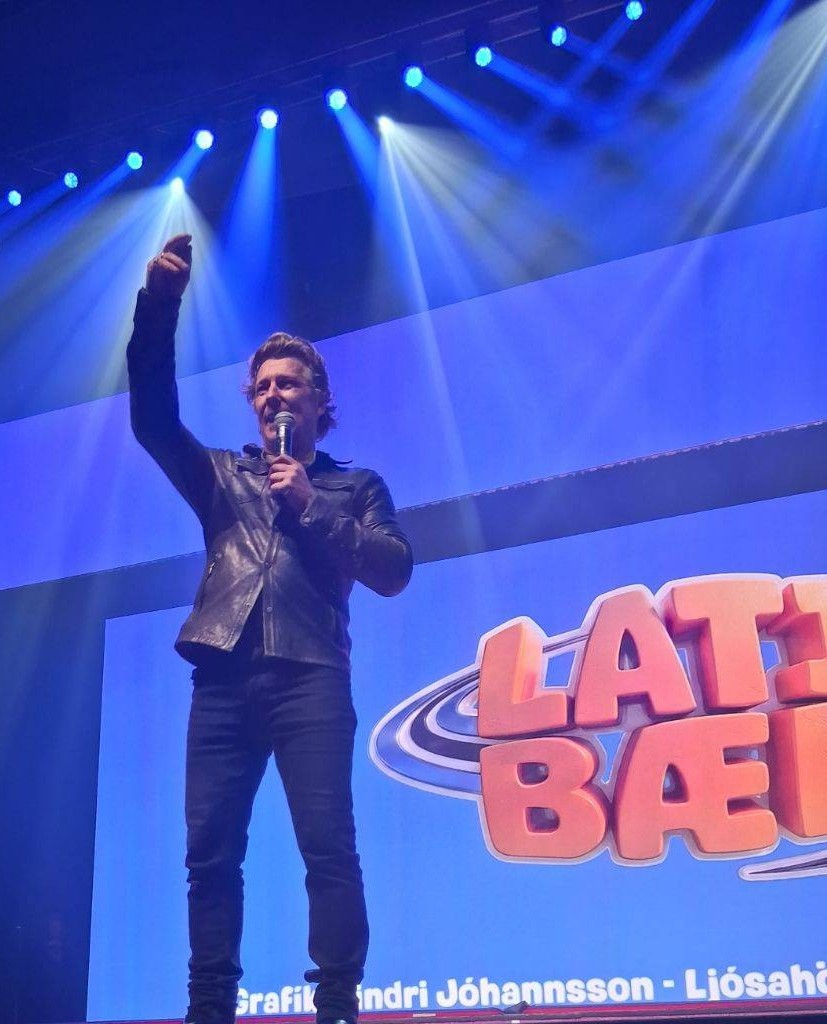 LazyTown creator Magn&uacute;s Scheving onstage at the 2026 celebration concert. Photo credit: IlexVici
