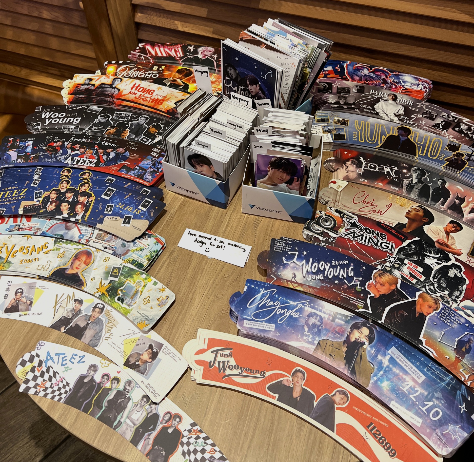 Fan-made cupsleeves and photocards. Image: Ying Xin.