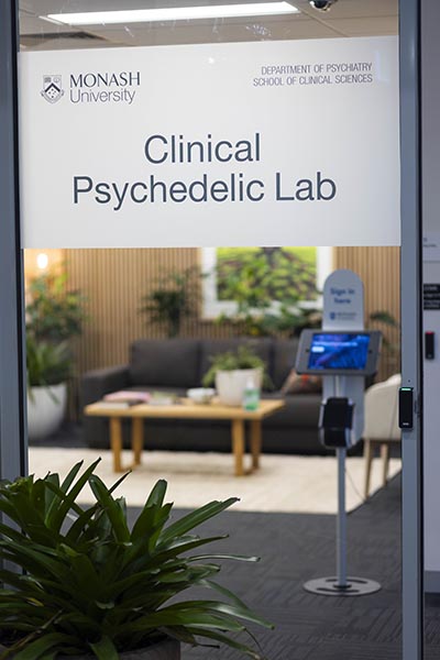 Entrance to the Clinical Psychedelic Lab at Monash University. Image: Supplied by Monash University