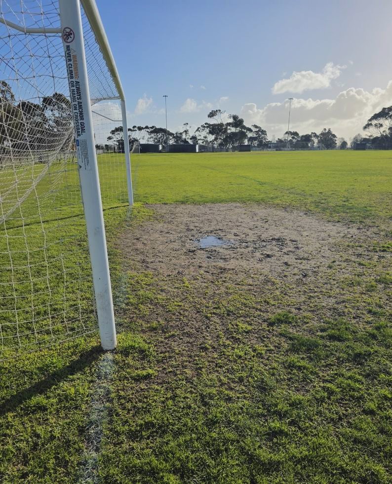 Geelong Rangers FC president Tim Santalucia says local pitches are in &ldquo;extremely poor condition&rdquo;. Image supplied by Tim Santalucia.